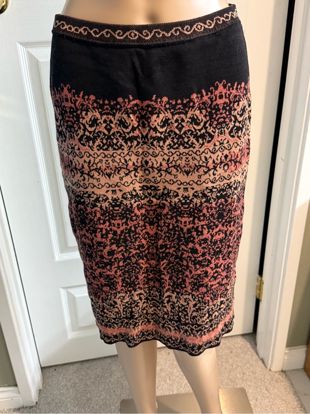 Peruvian Connection Knit Skirt Boho Southwestern Size M Pima Cotton